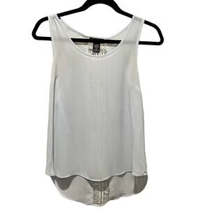 Timing Brand Sheer High-Low Tank Top With Lace Detail on Back - Small